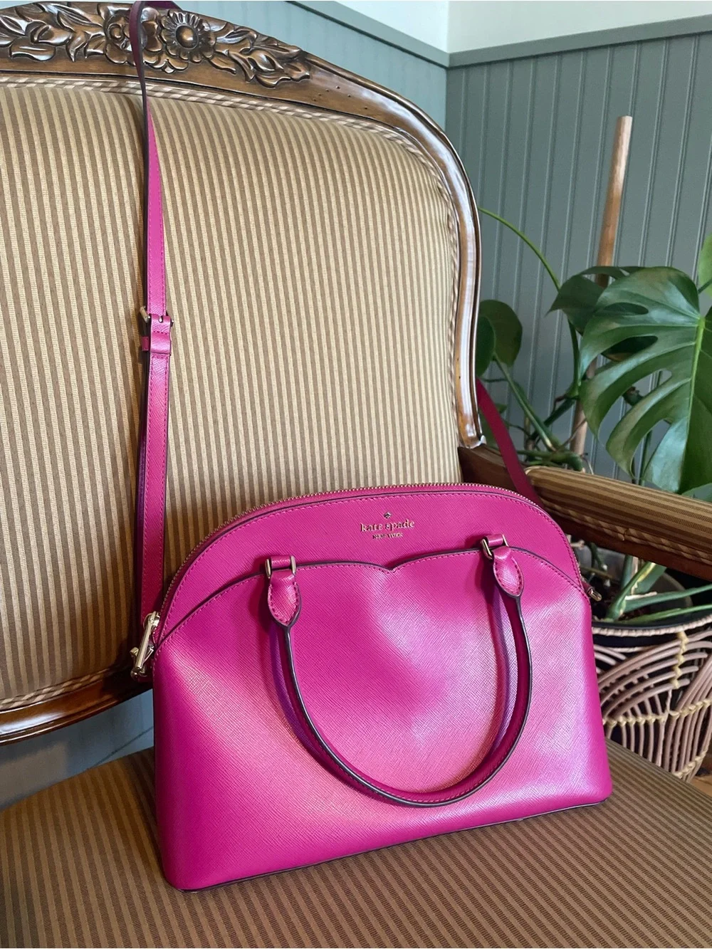 kate spade Hot Pink Dome Satchel with Gold-Tone Hardware
